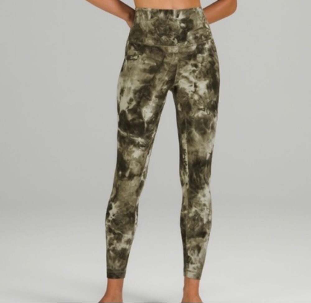 Lululemon Align High-Rise Pant 25" with Pockets Tie Dye Green Size 8